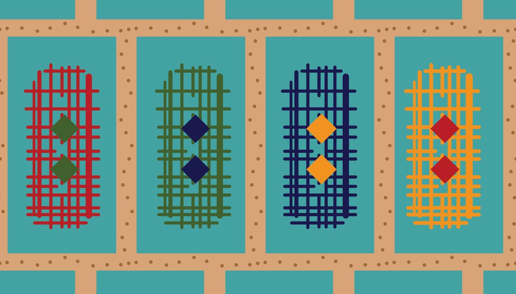 aztec pattern on beige background.Square shape.Triangle pattern.Vertical pattern.Zigzag.Yarn.Seamless.DIgital design. vector
