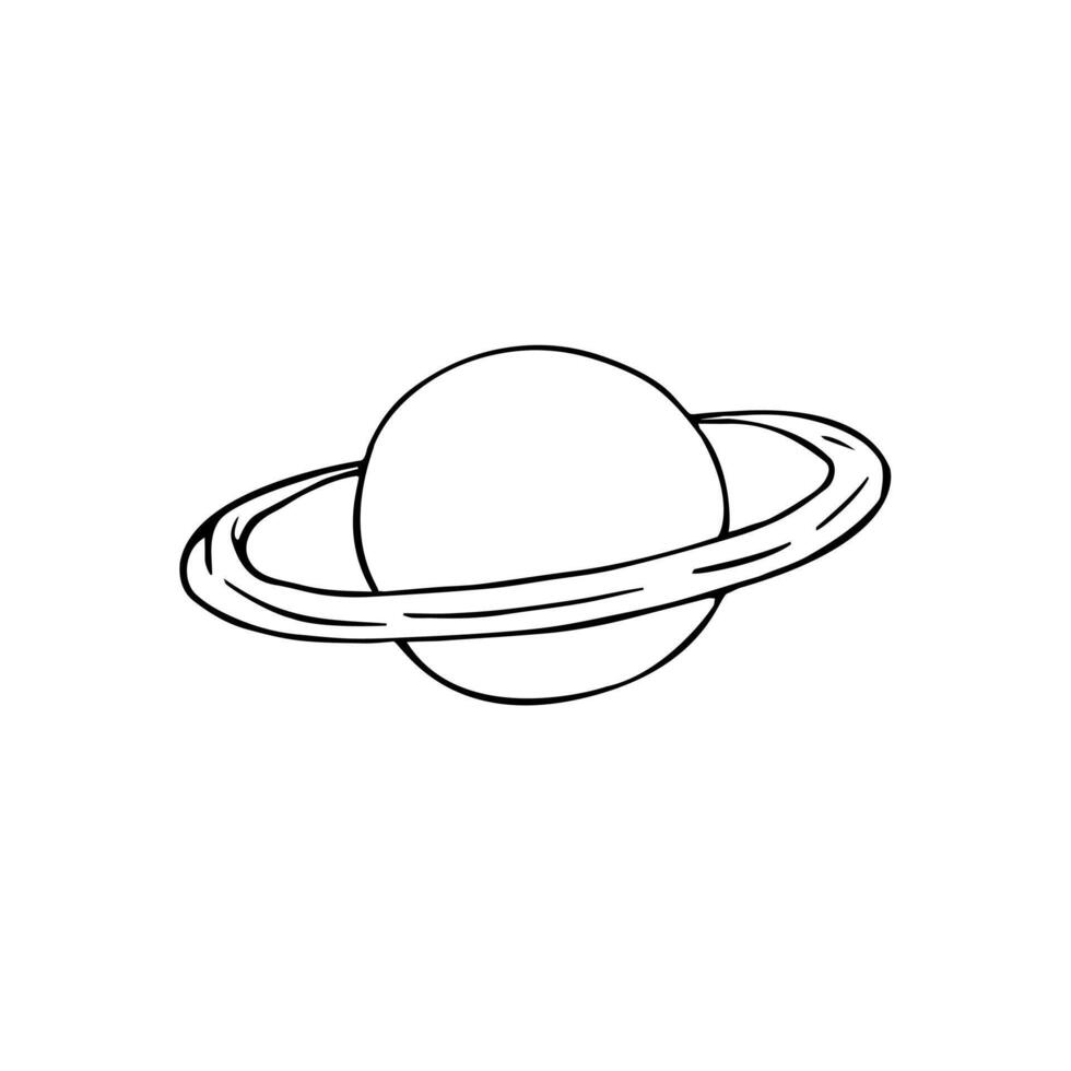 Hand drawn doodle sketch Saturn planet isolated on white background vector