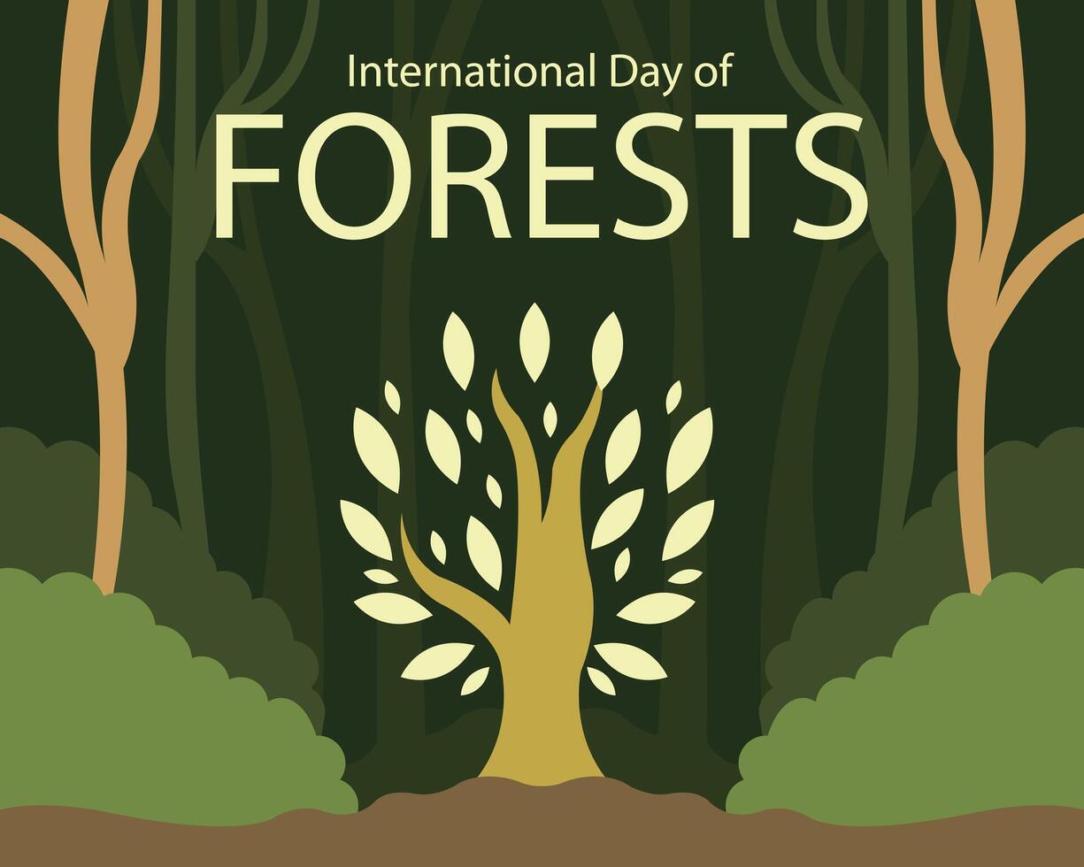 illustration graphic of young tree in the middle of the forest, perfect for international day, international day of forests, celebrate, greeting card, etc. vector