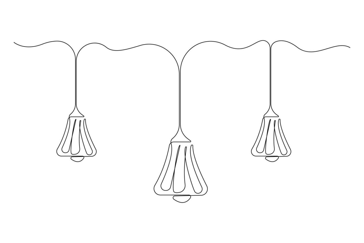 Hanging modern style lamps continuous line drawing. Lamps outline illustration. vector
