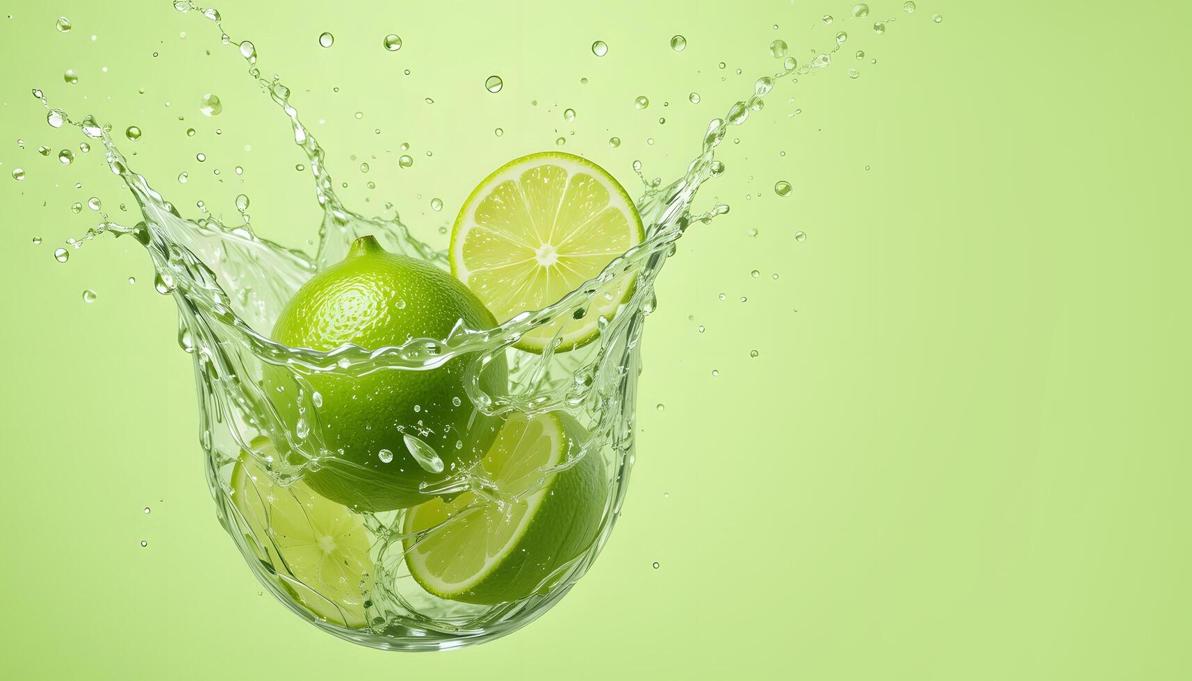 Lime fruit slice with water splash, showcasing natural freshness photo