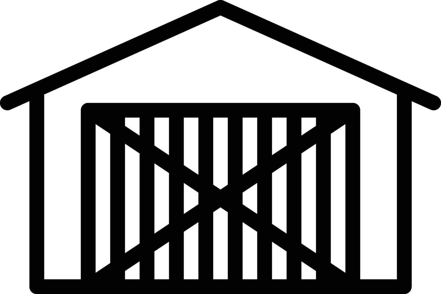 A black and white illustration of a barn vector