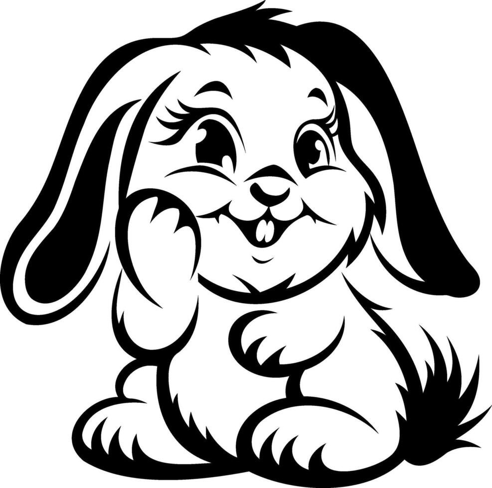 Bunny Cute cartoon bunny with floppy ears and a cheerful expression. vector