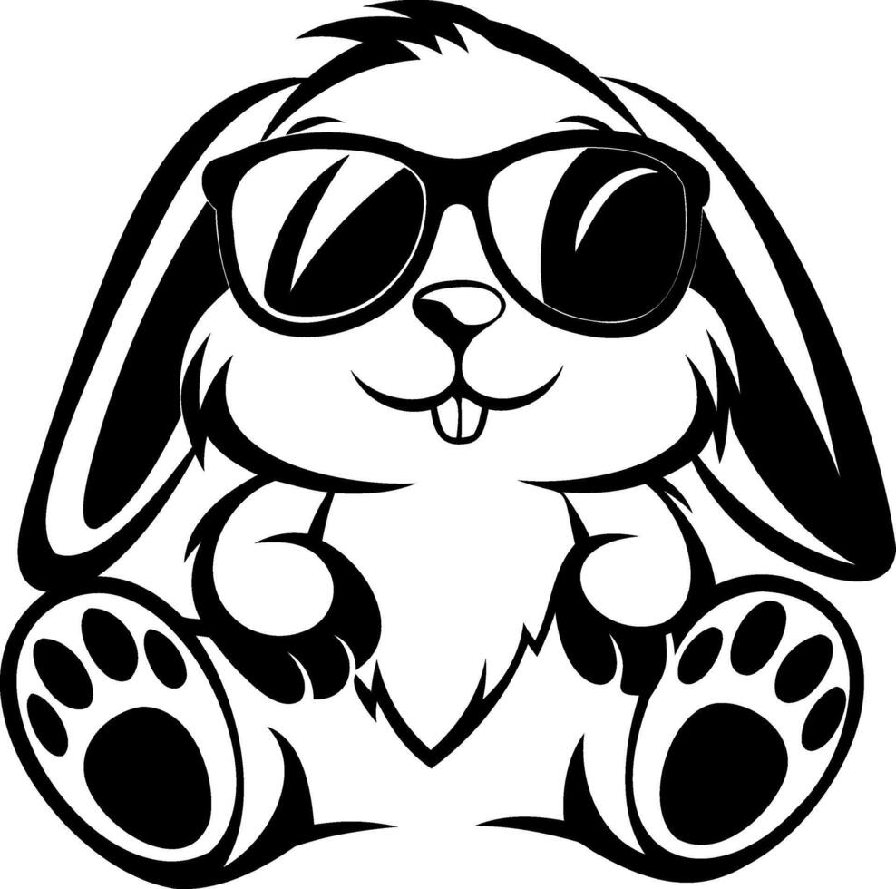 Bunny Playful rabbit wearing sunglasses, sitting with a cheerful expression. vector