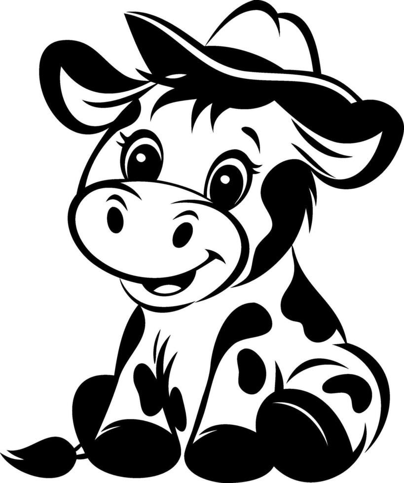 Cute cartoon cow with a hat. vector