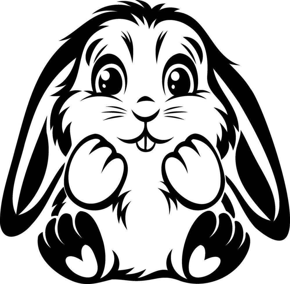 Bunny Cute cartoon rabbit with large eyes and a cheerful expression. vector
