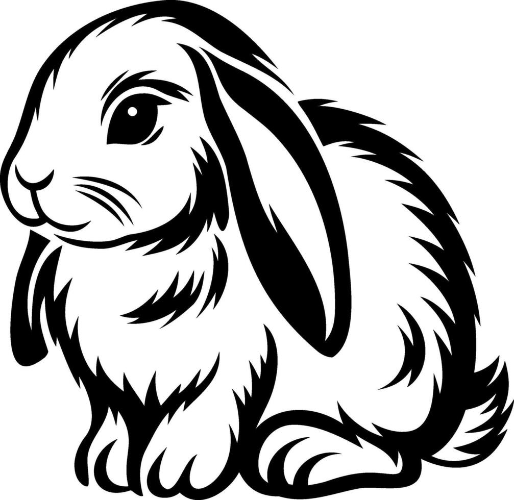 Bunny Stylized illustration of a cute rabbit in black and white. vector