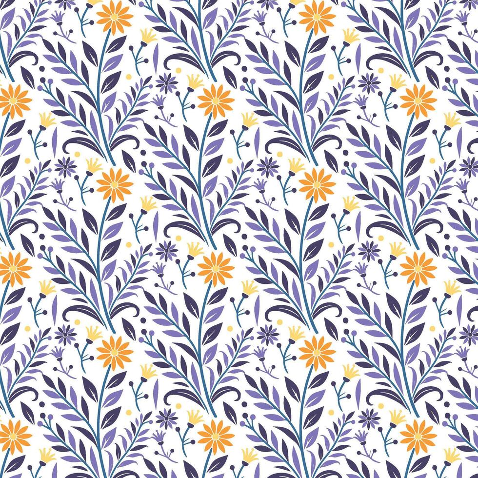 intricate floral pattern with seamless tropical botanical motif for textile wrapping wallpaper and fabric vector