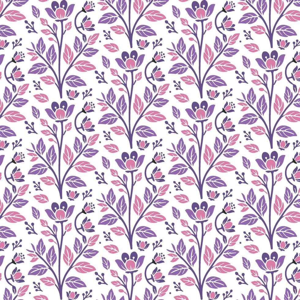 floral motif with intricate botanical pattern and seamless repeat for wrapping fabric textile and wallpaper vector