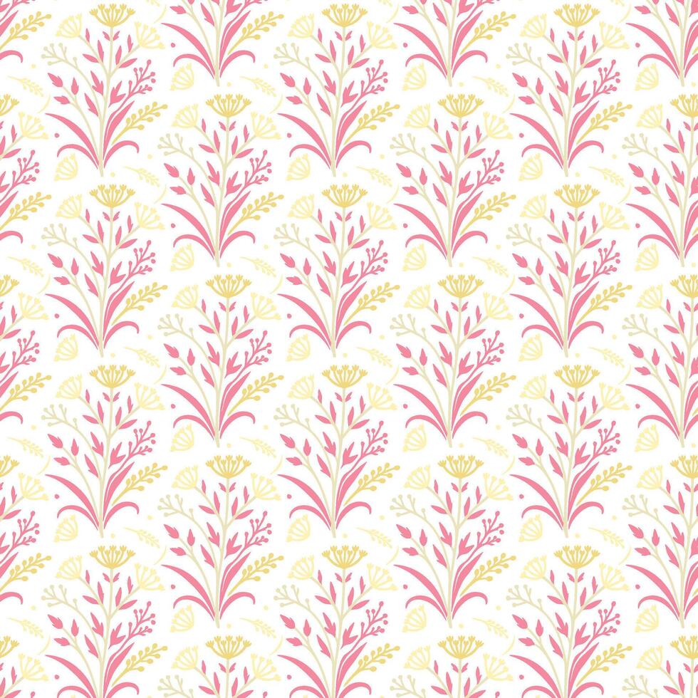 tropical botanical floral pattern with wildflowers and abstract textures for fashion prints textile wallpaper wrapping and fabric design vector