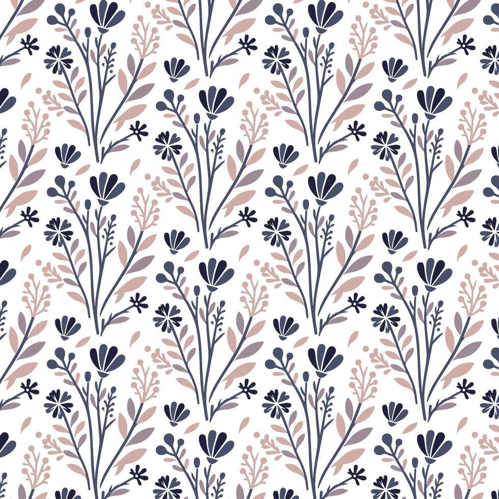 elegant floral pattern with botanical wildflower and tropical motifs for fashion prints textile wallpaper wrapping and fabric design vector