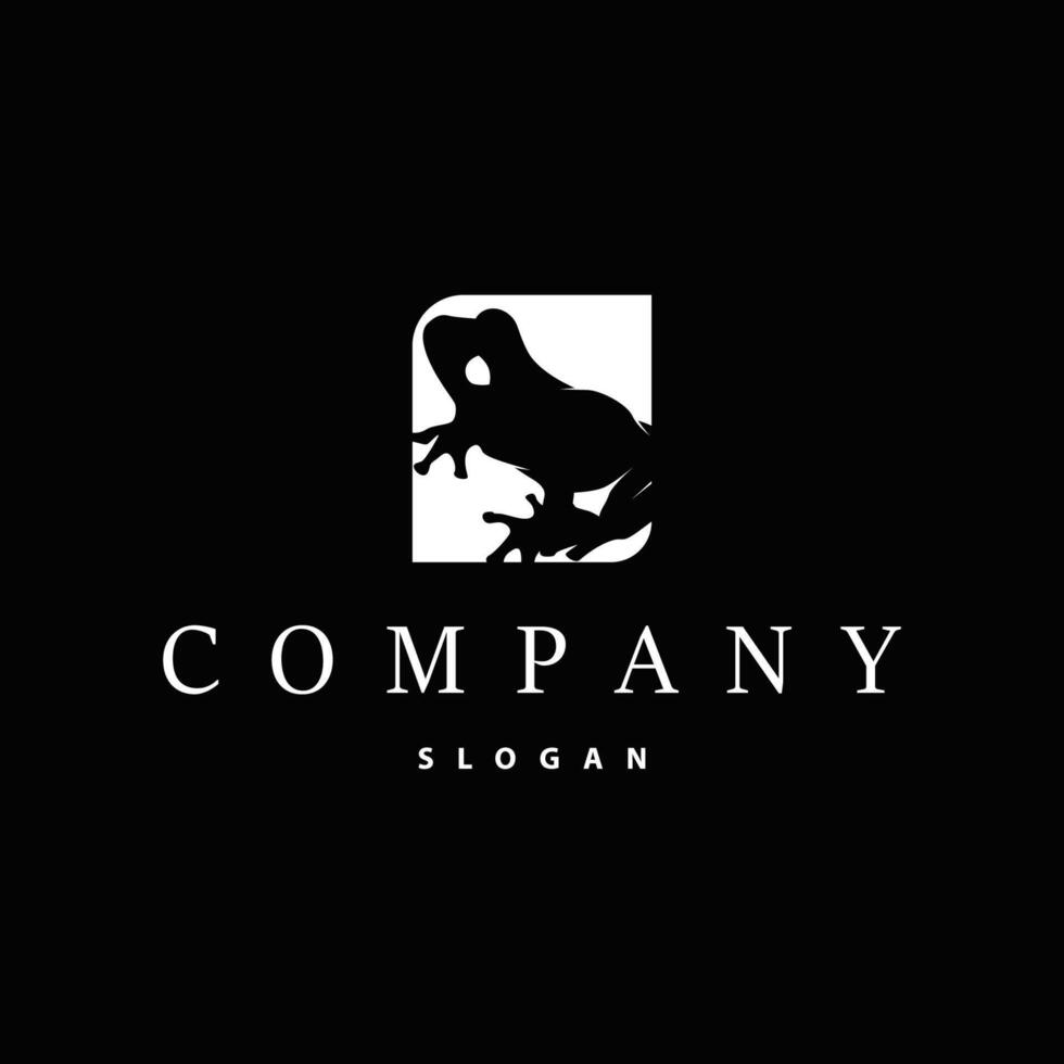 simple frog logo design with black silhouette concept wild animal template illustration vector