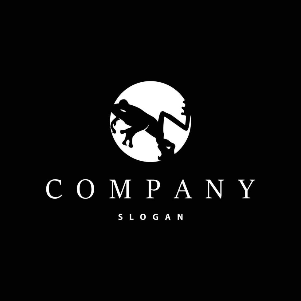 simple amphibian frog logo design with black silhouette concept wild animal template illustration vector