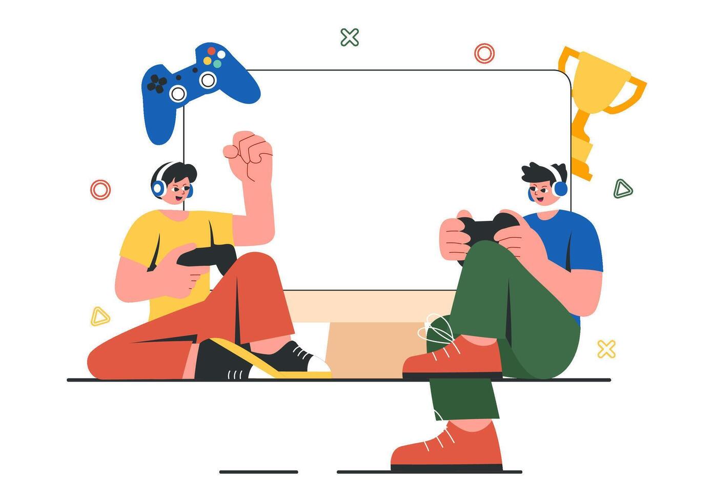Competitive Online Gaming Illustration with Two Players in an E-Sports Battle vector