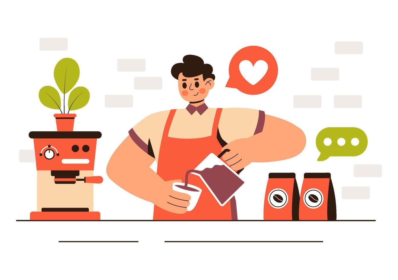 Cafe Coffee Tasting Illustration with People Sipping Specialty Drinks in a Relaxing Atmosphere vector