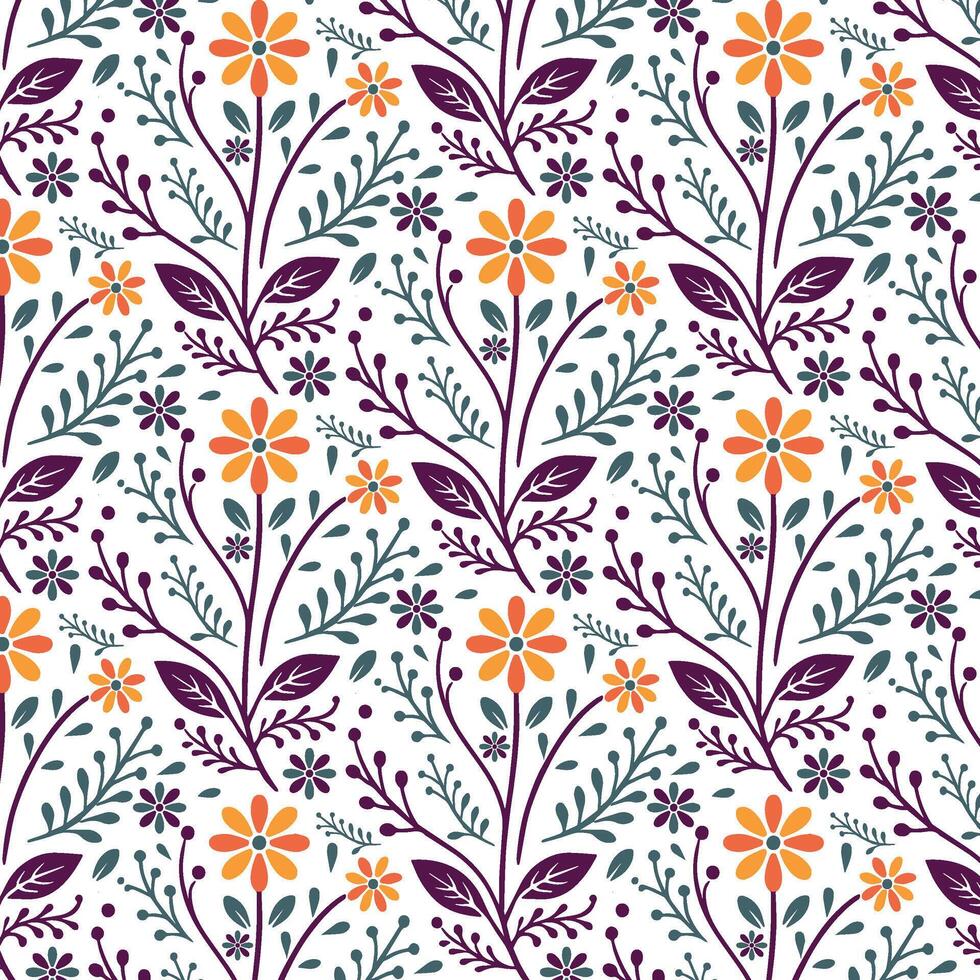 elegant all over floral pattern with botanical motifs wildflowers and tropical elements for fashion prints textile wallpaper wrapping and fabric design vector