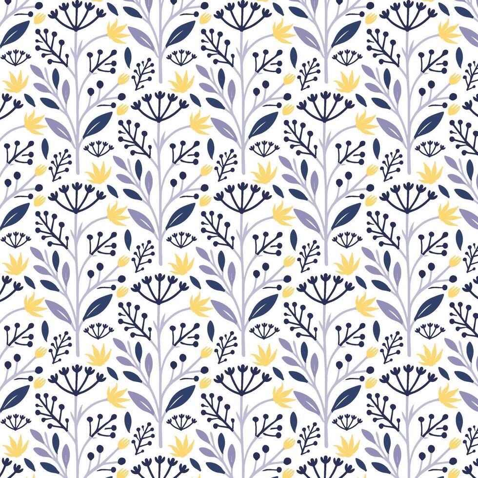 botanical floral pattern with tropical and wildflower motifs for fashion prints textile design wallpaper wrapping and fabric patterns vector