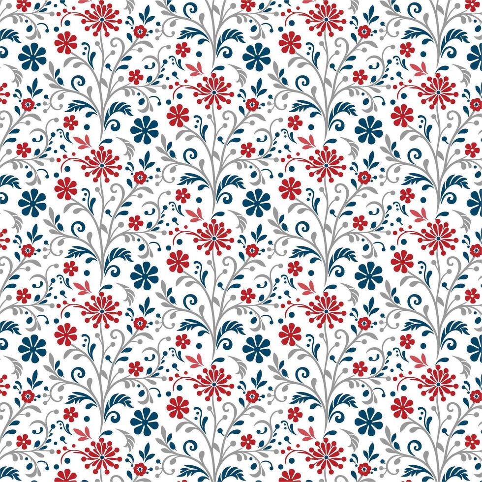 elegant floral pattern with botanical wildflower and tropical motifs for fashion prints textile wallpaper and wrapping vector