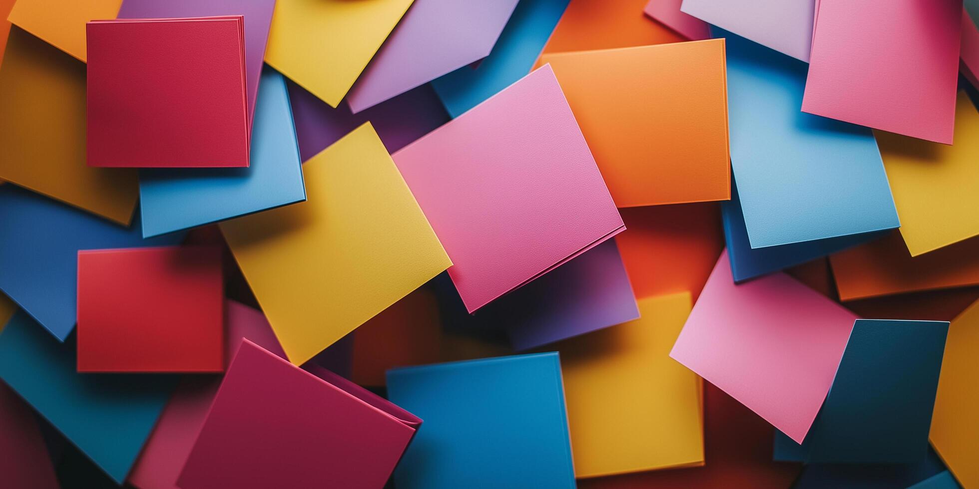 colorful paper sheets are arranged in a pile photo
