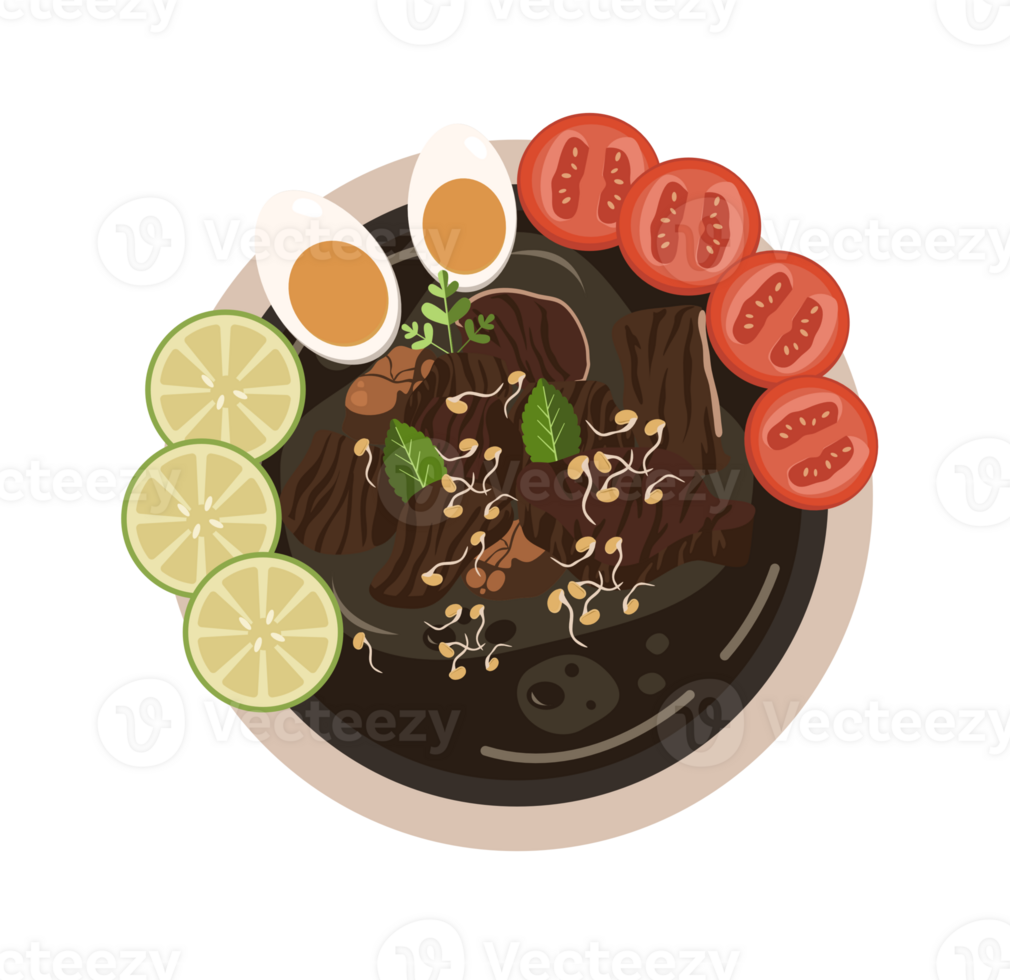 A plate with meat, eggs and tomatoes png