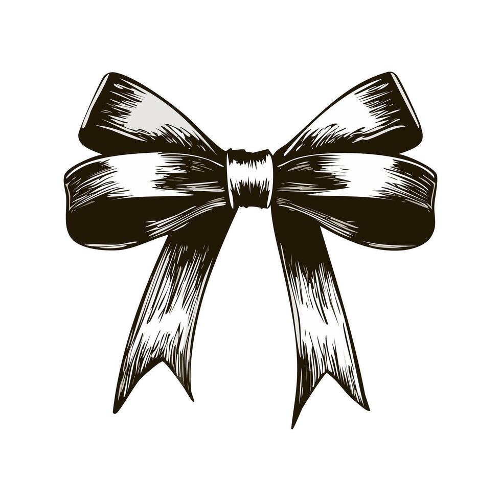 Christmas Ribbon Bow Sketch Celebration Winter Event Festival of X-Mas vector