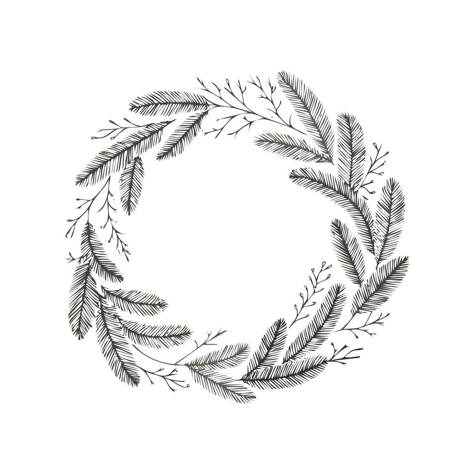 Christmas Wreath Sketch Celebration Decoration Winter Event X-Mas vector