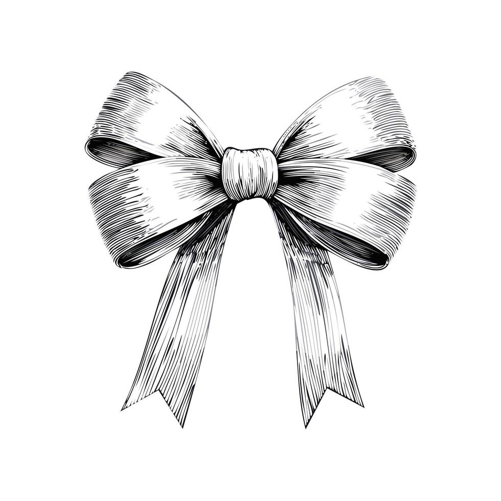 Christmas Ribbon Bow Sketch Celebration Winter Event Festival X-Mas vector