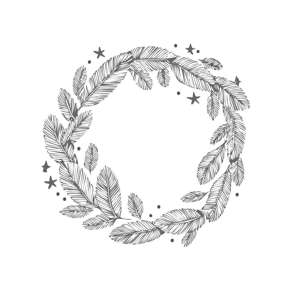 Christmas Wreath Sketch Celebration Decoration Winter Event Festival X-Mas vector