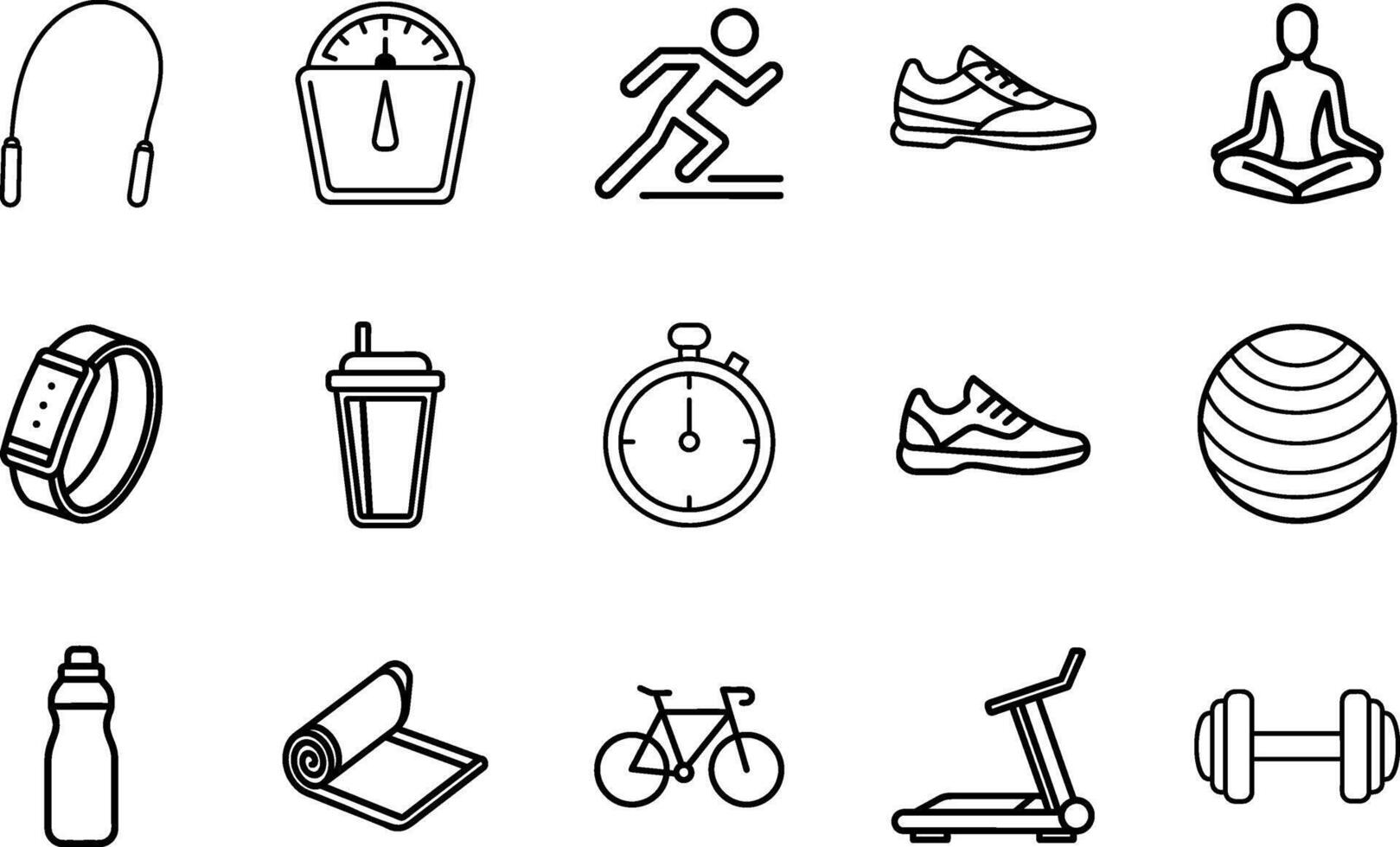 Lifestyle And Fitness Outline Icon Set vector