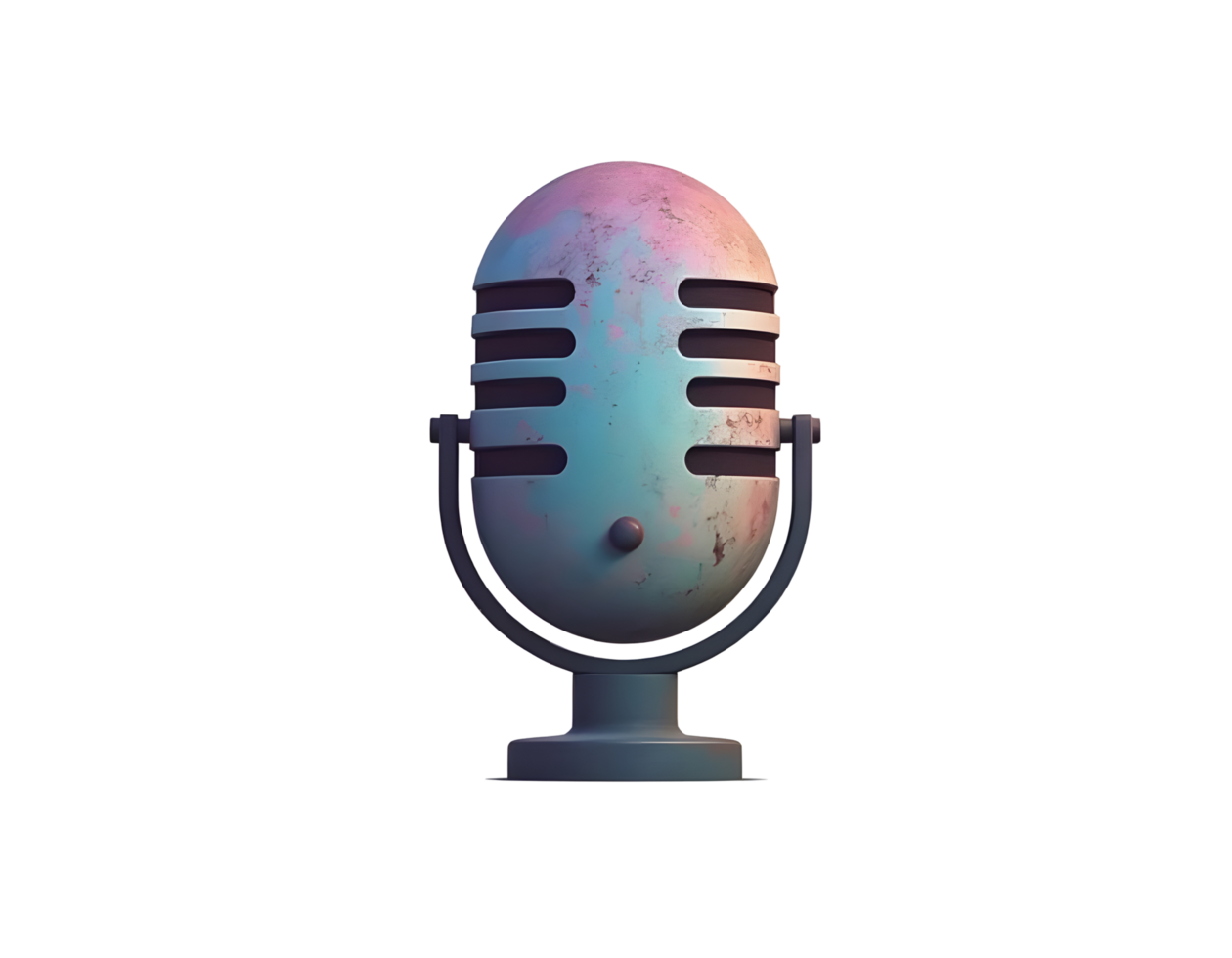 Retro Microphone A 3D Render of a Vintage Microphone with a Pastel Color Palette png