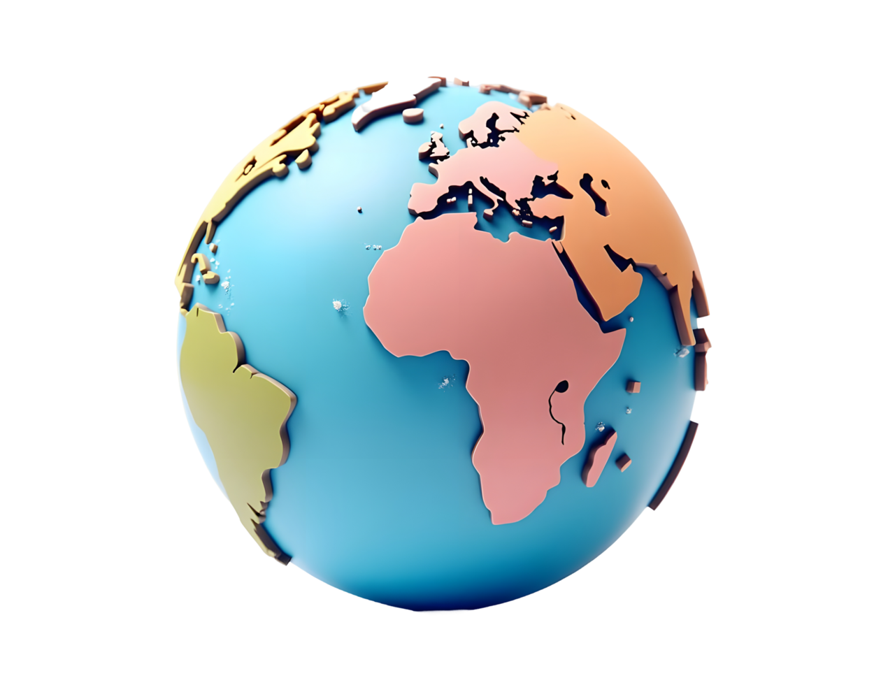 Stylized Earth Globe A Colorful 3D Render of Our Planet png