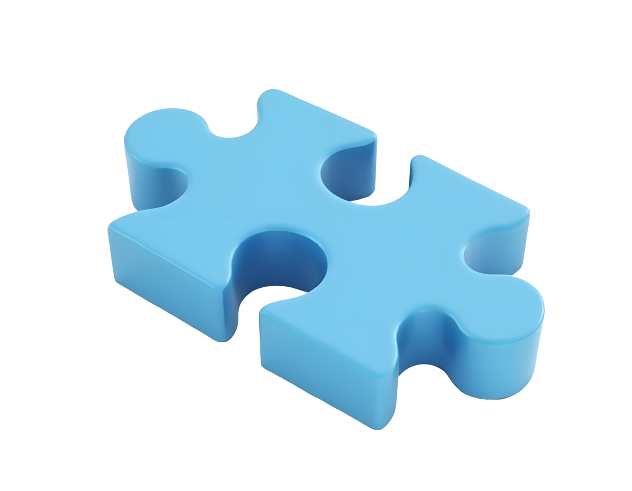3D Render of a Single Blue Puzzle Piece png