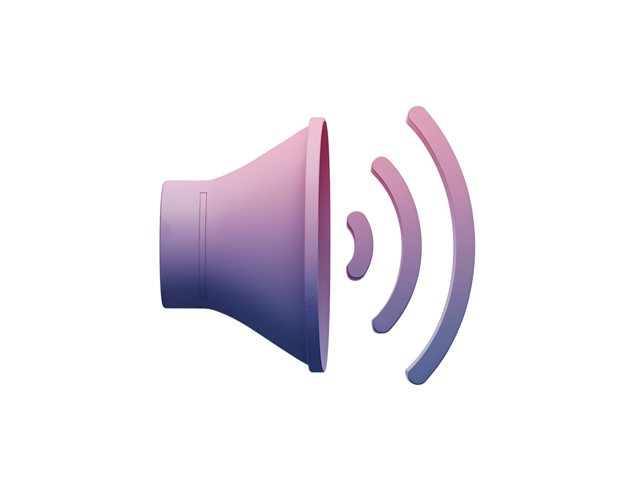 Abstract Speaker Icon A gradient-colored speaker emitting sound waves, symbolizing audio, communication, and technology. png