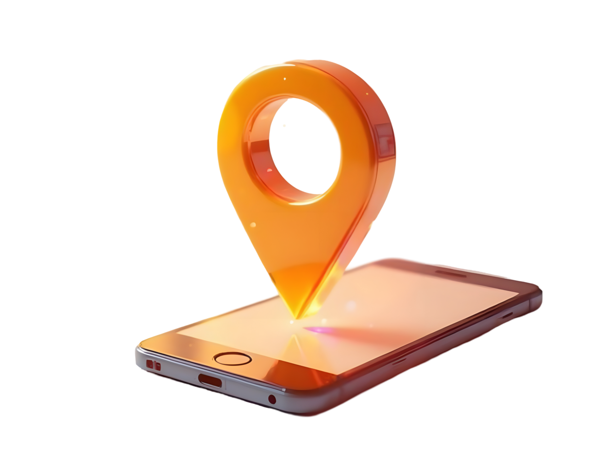 3D Render of a Location Pin on a Smartphone Modern Technology and Navigation png