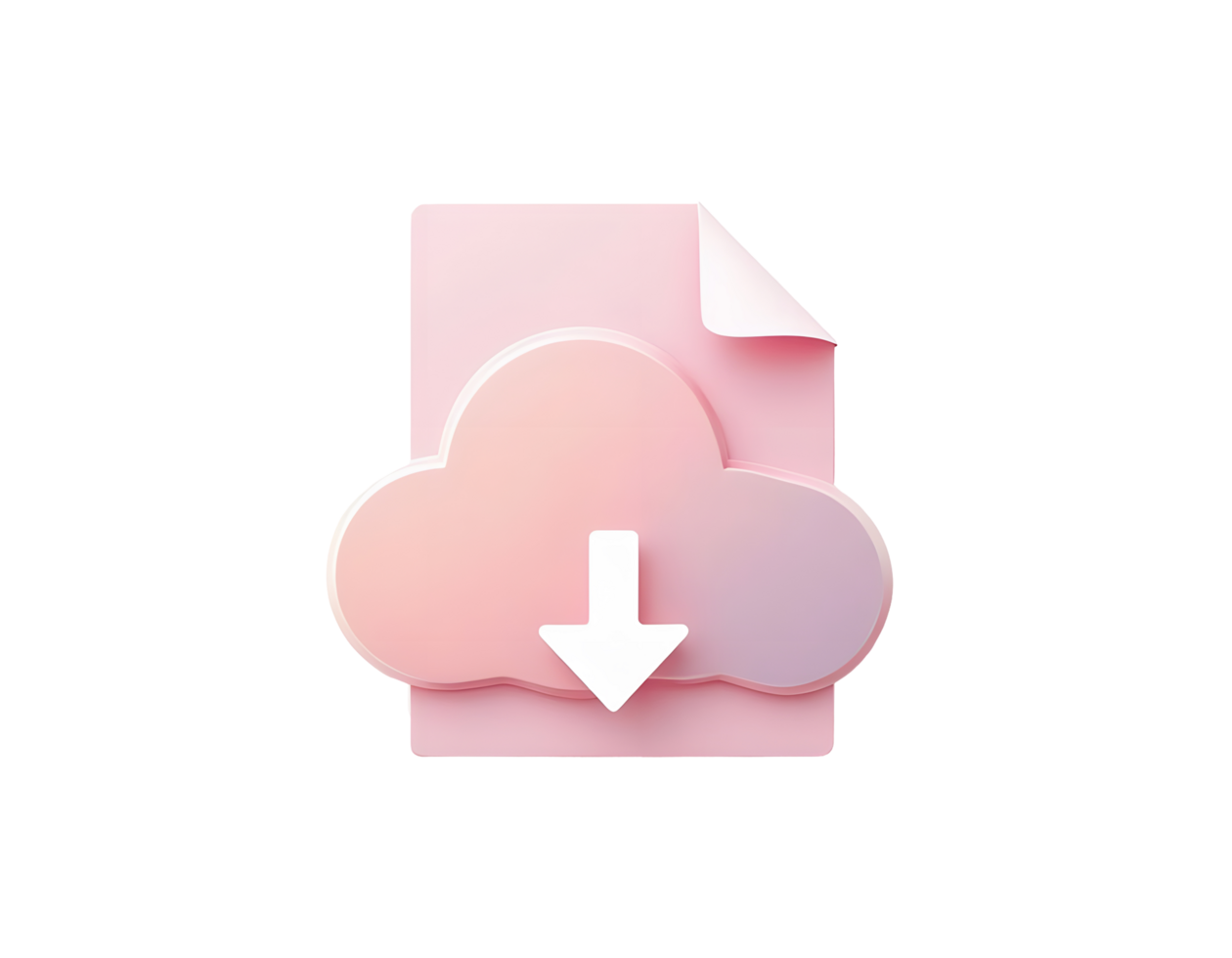 Cloud Download Icon Pink 3D Render of a Document with a Cloud and Download Arrow, Representing Data Storage and Retrieval. png