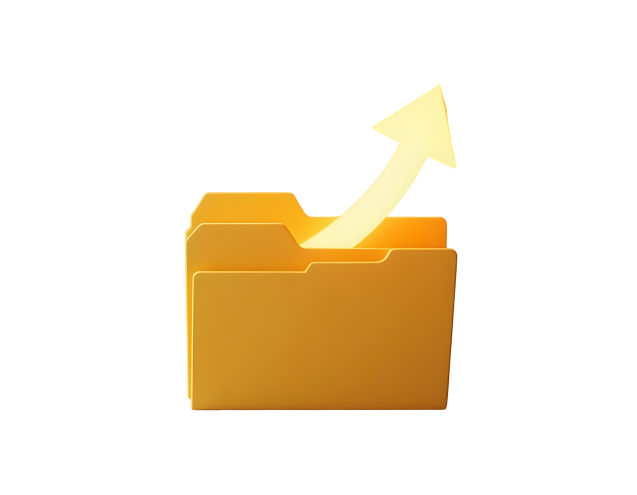 Uploading Files A 3D Render of a Golden Folder with an Upward Arrow, Symbolizing Data Transfer and Progress png