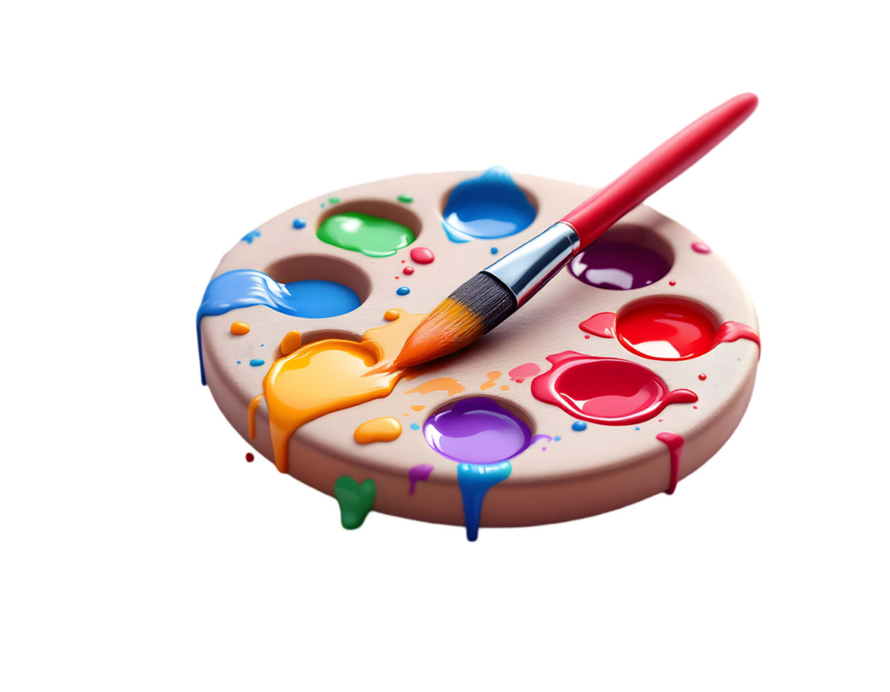 Vibrant Paint Palette with Brush png