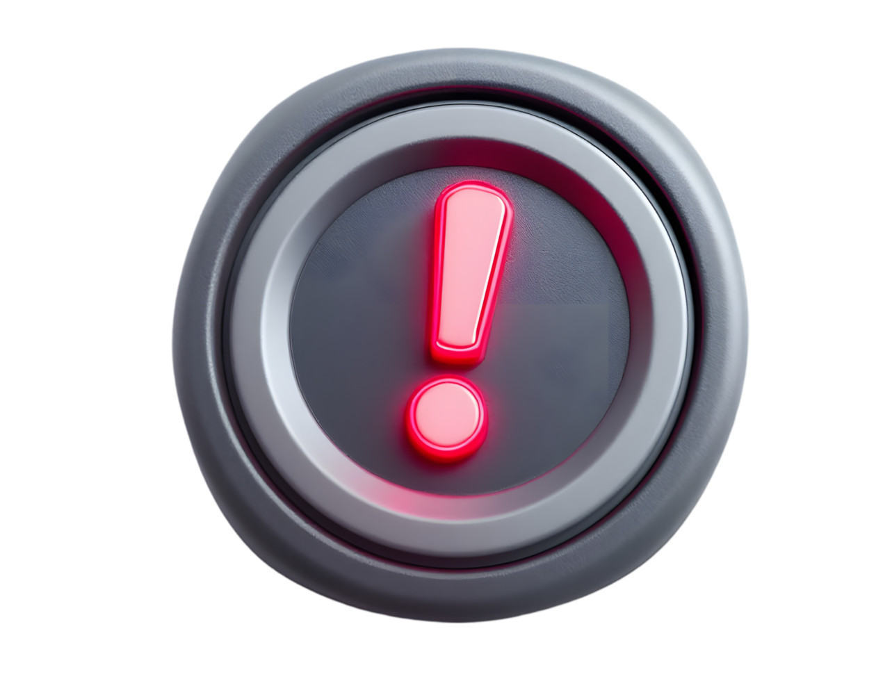Glowing Red Exclamation Mark on a Metallic Button png
