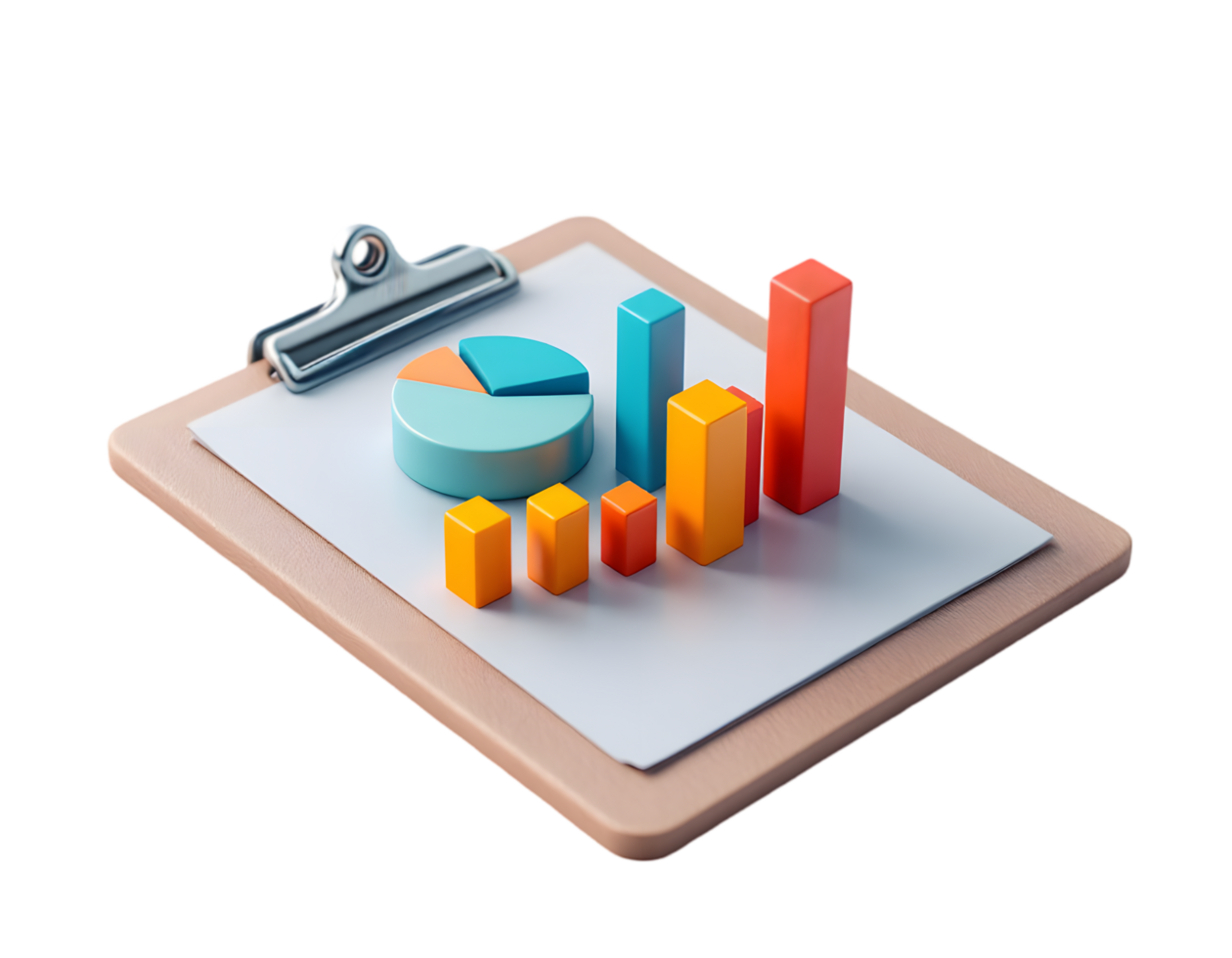 Colorful 3D Charts on Clipboard Data Visualization and Business Analytics png