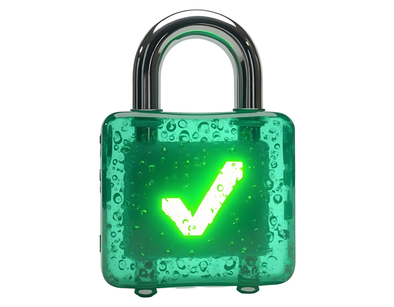 Secure Green Padlock with Check Mark Digital Security Concept png