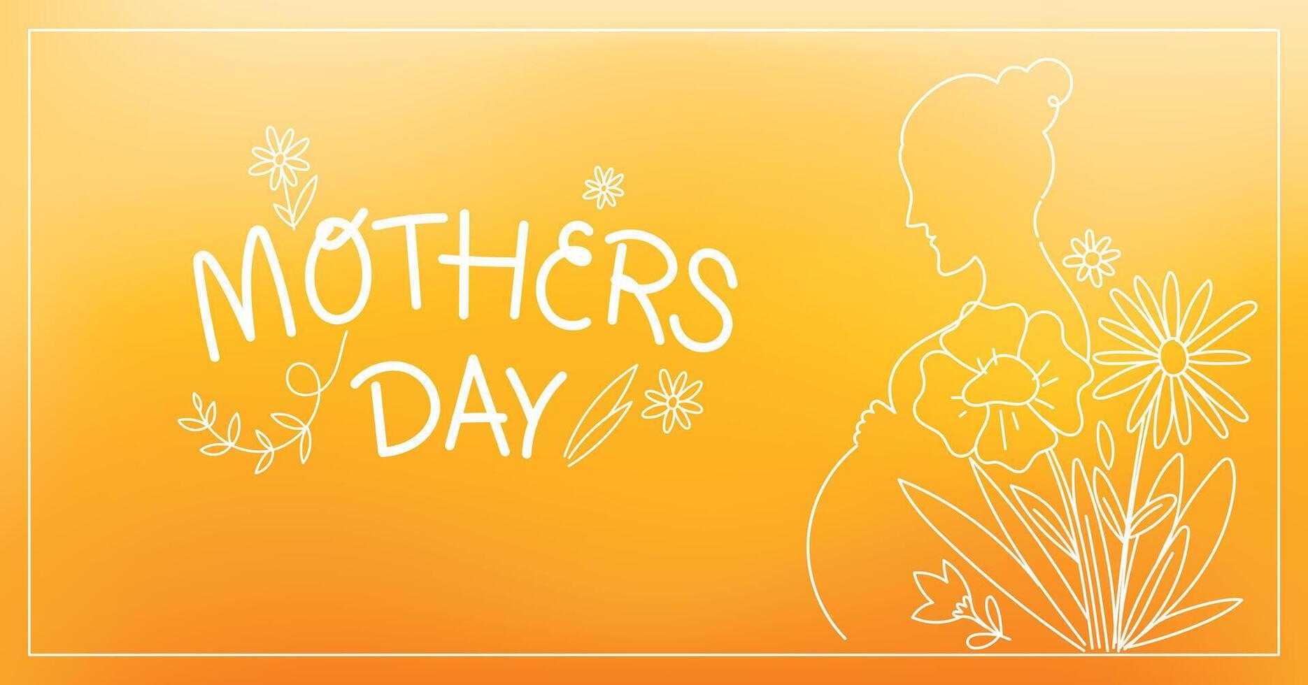 Happy mothers day greeting card, poster design with flower and typography letter, blurred background vector