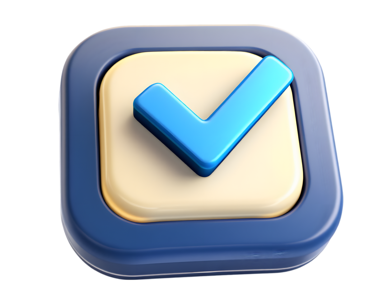 3D Render of a Check Mark Icon A Blue Check in a Square Button png