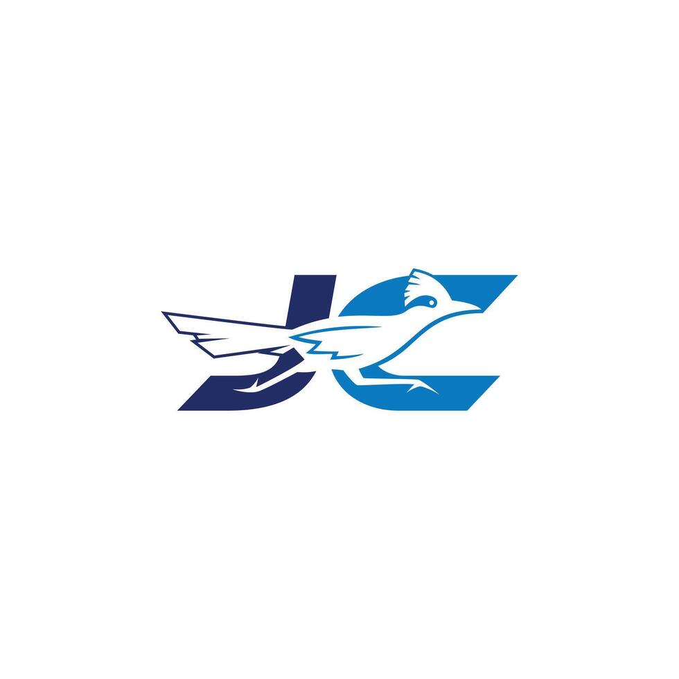 letters 'JC' with a bird vector