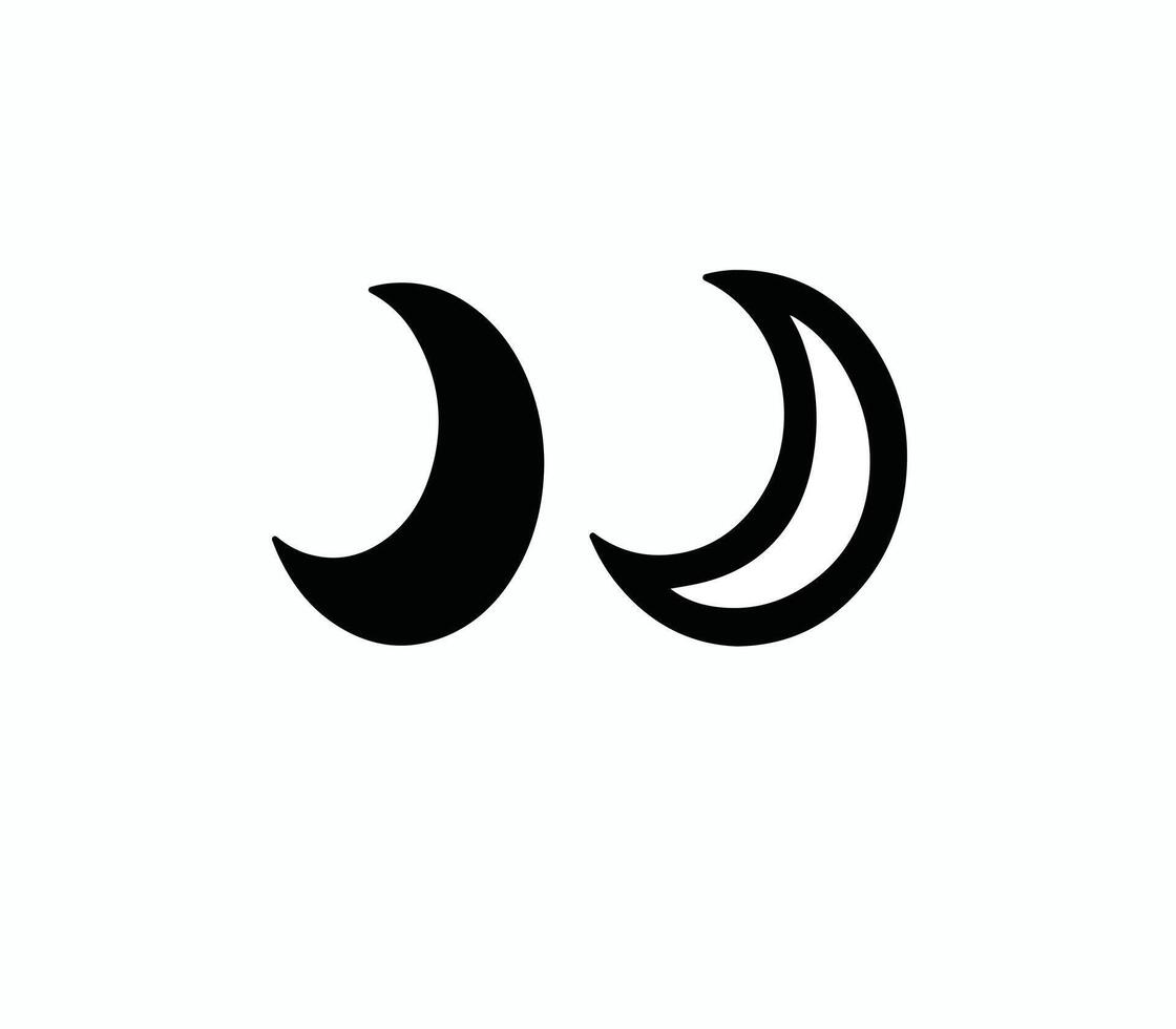 Crescent moon icon set isolated on white background vector