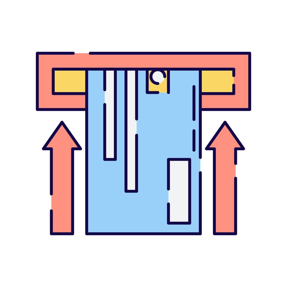 ATM Transaction, An ATM slot with a card being inserted or withdrawn. vector