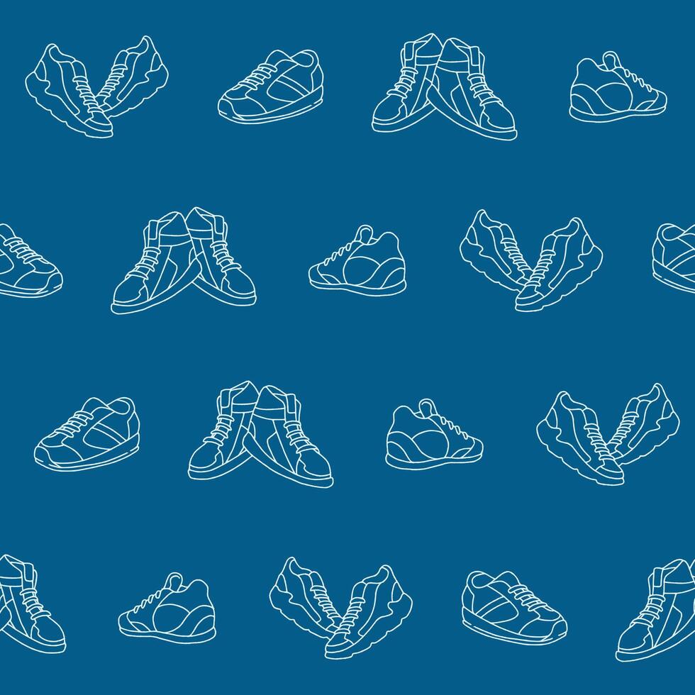Outline Collection of Sneakers Seamless Pattern illustration Design vector