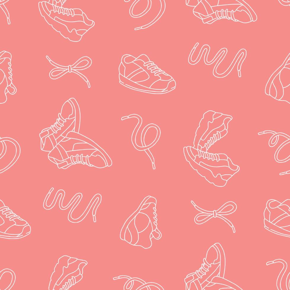 Outline Sneakers Shoelaces Shoes Seamless Pattern illustration Design vector