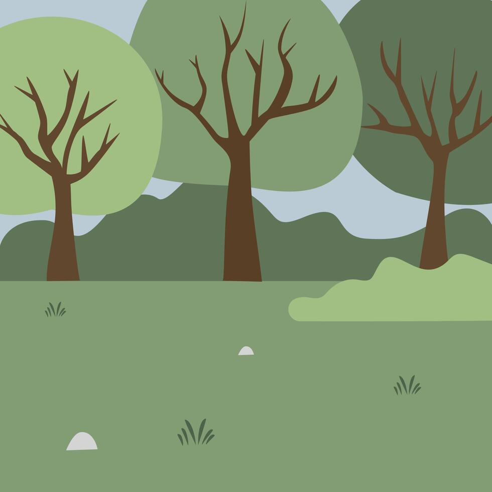 Simple nature scene. Simple park illustration. Simple cartoon illustration. Park. Garden. Yard. Countryside. vector