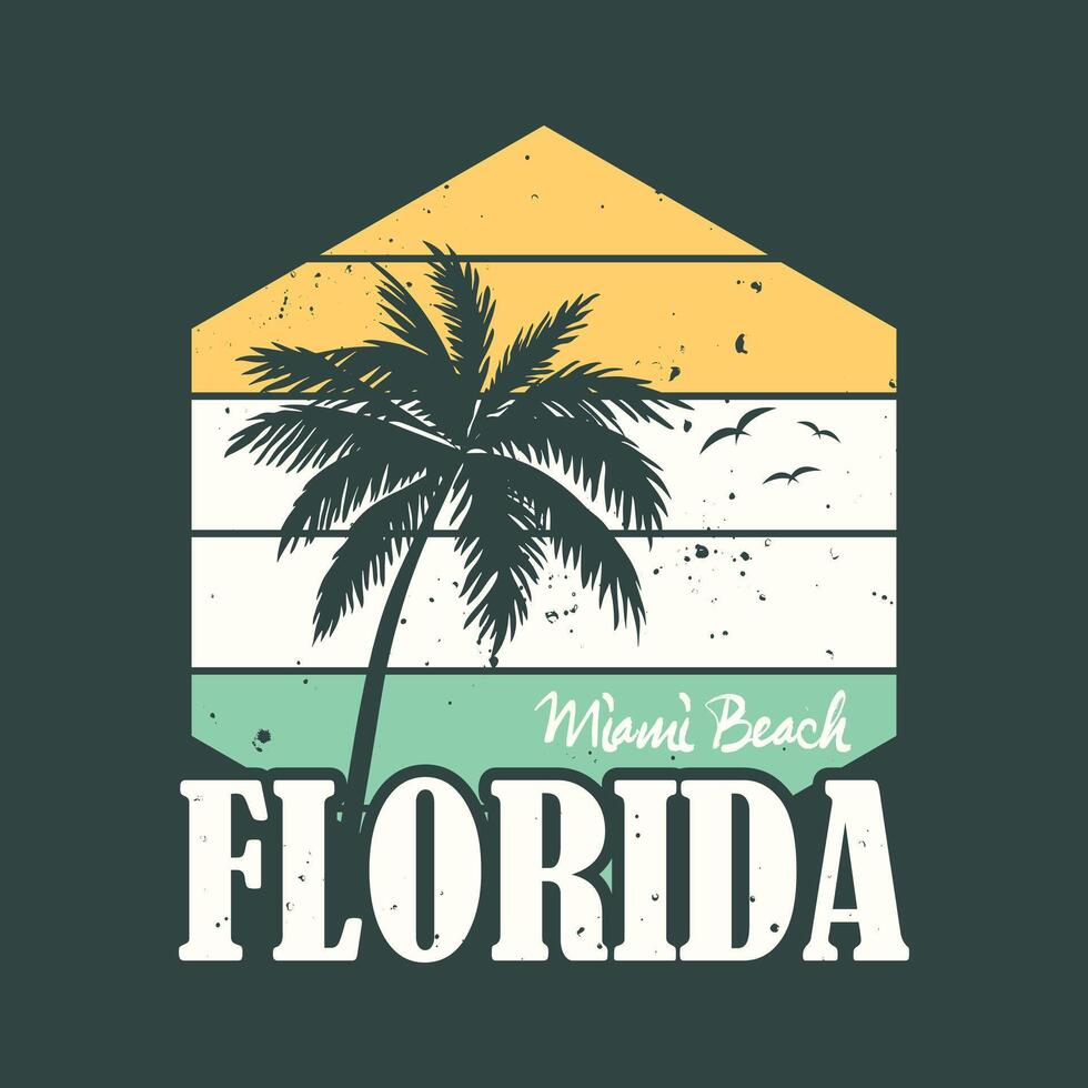 Florida beach graphic t-shirt and apparel design vector