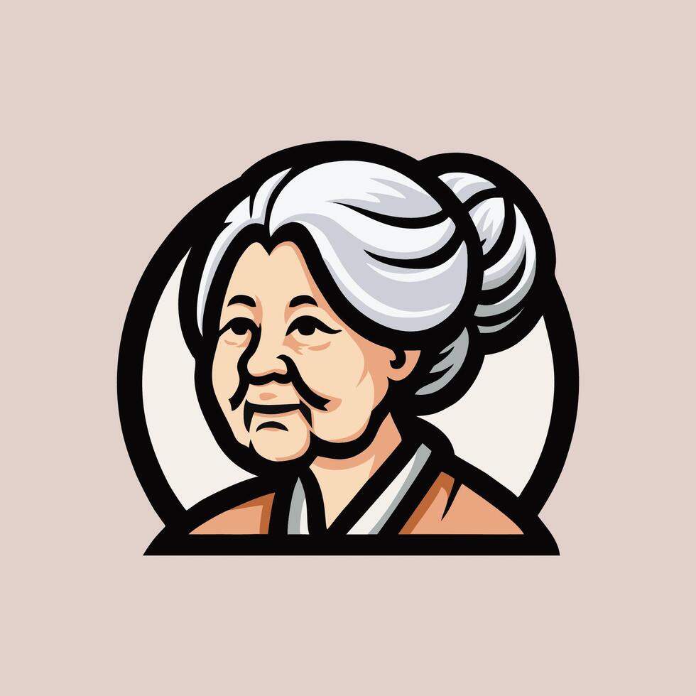 Old lady logo mascot design art illustration vector